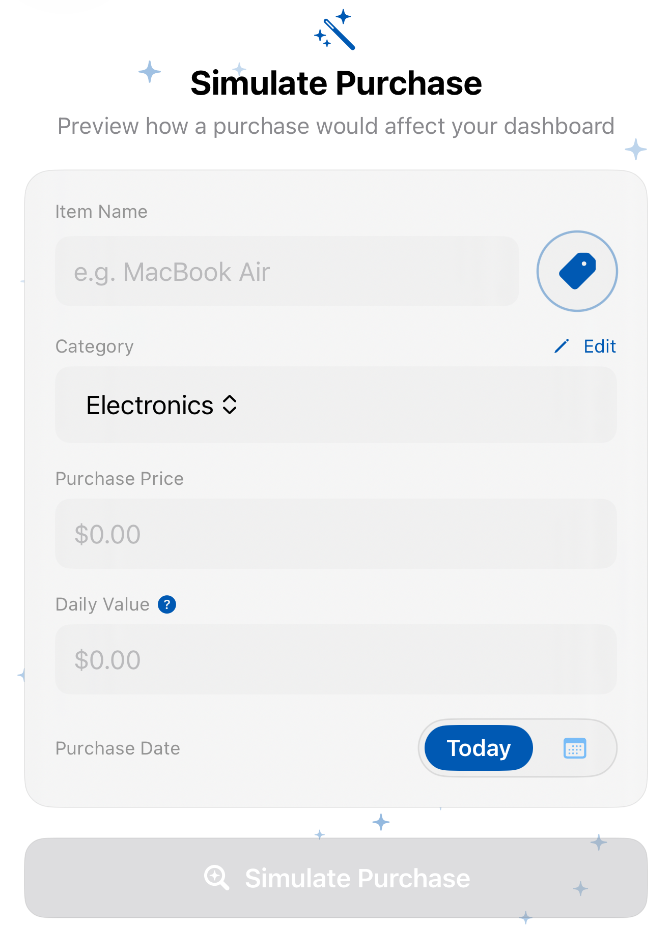 Purchase simulator